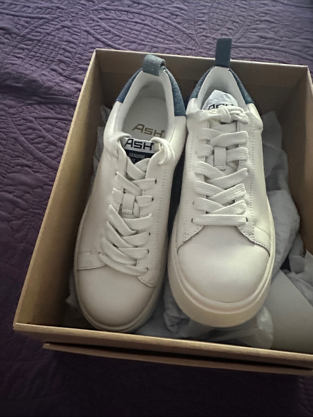 ASH White Denim Low-Top Sneakers